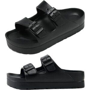 Womens platform sandals arch support slip on buckle comfort beach slides EVA